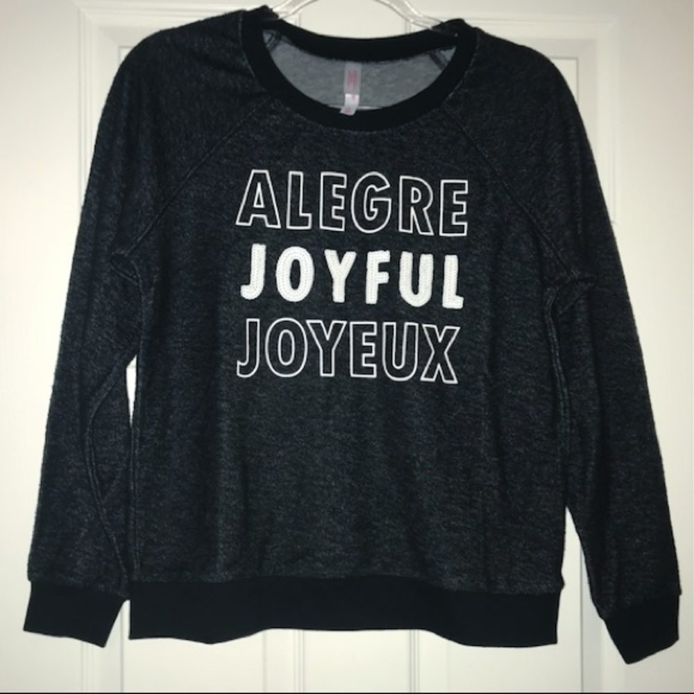 “Joyful” charcoal gray pajama sweatshirt